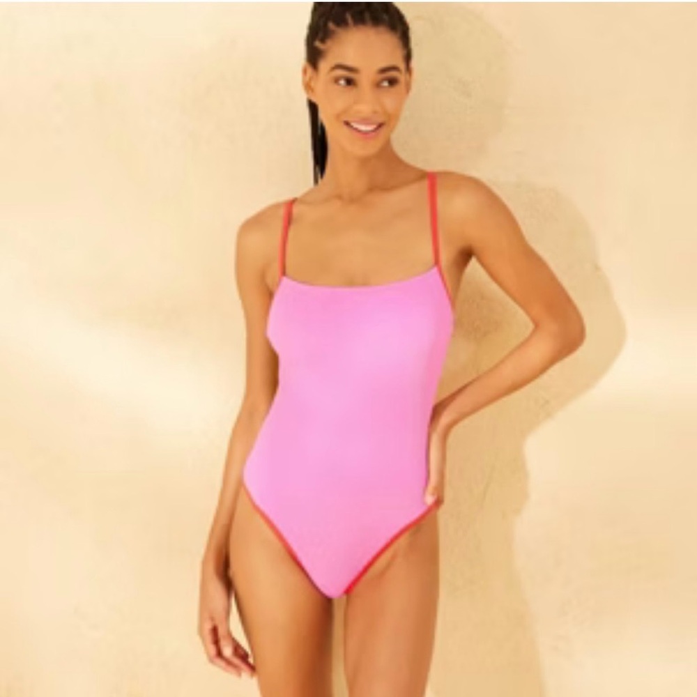 Wild Fable Vibrant Pink One-Piece with Bold Red Accents